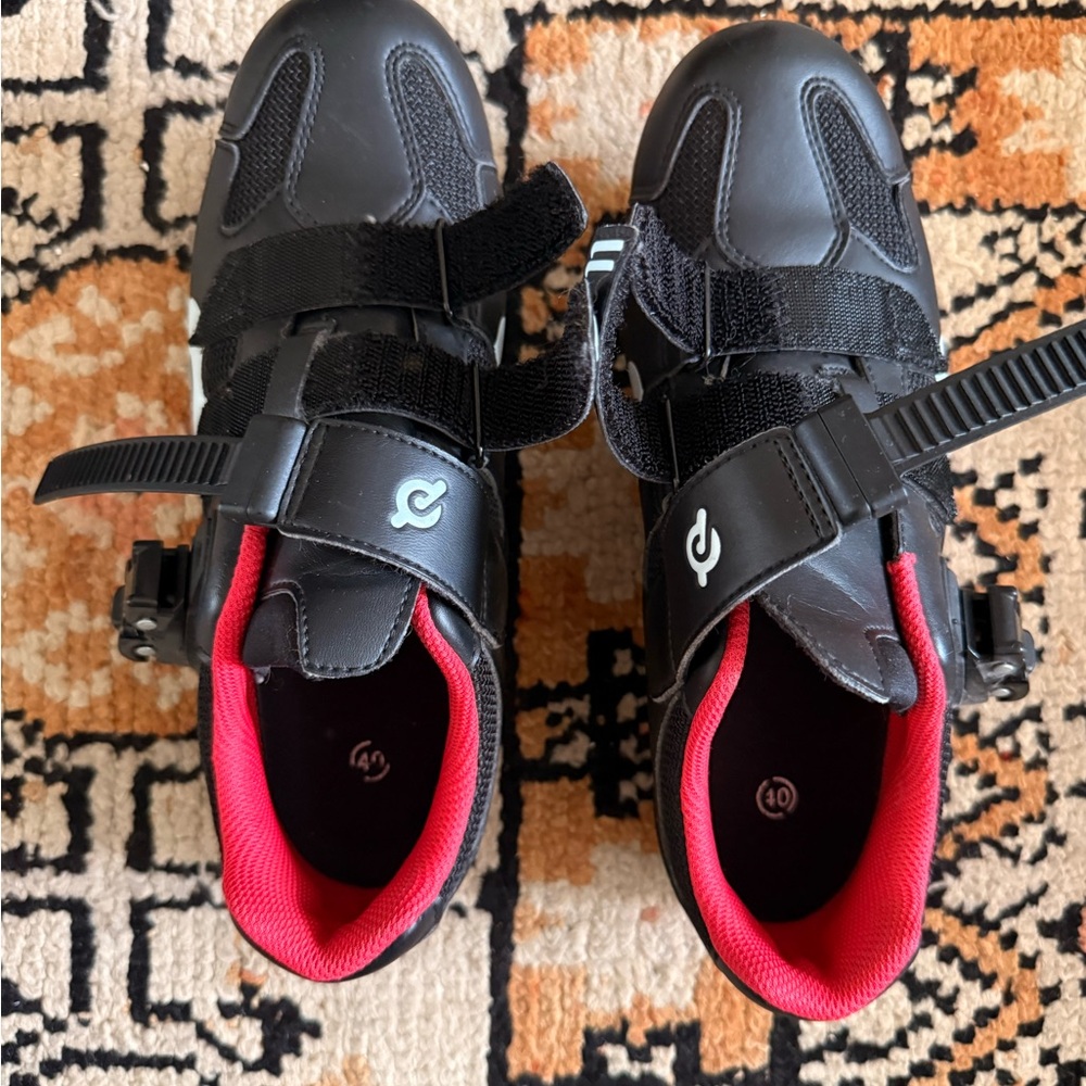 Peloton Black and Red Athletic Shoes